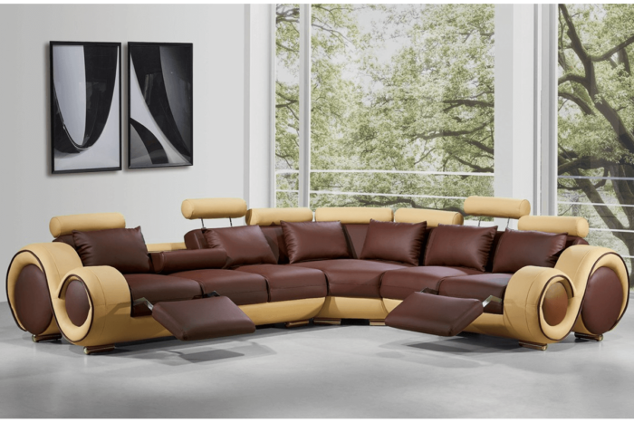 brown reclining sectional