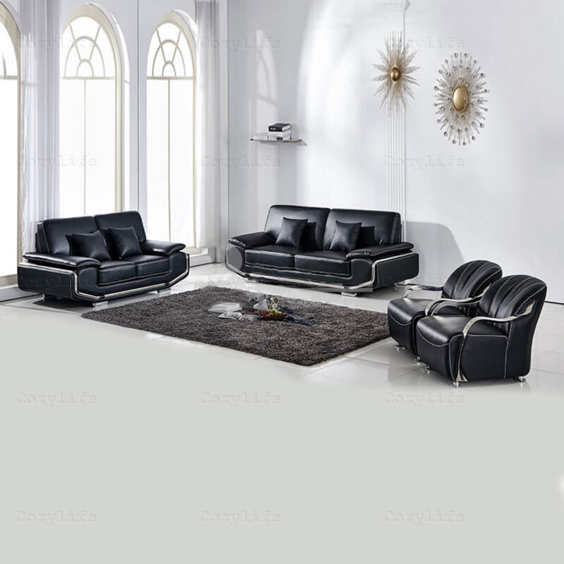 White Leather Sofa And Chair Set