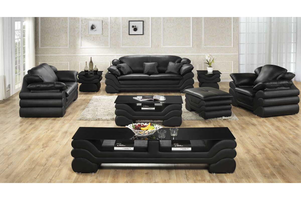 Large Faux Leather Sofa Set