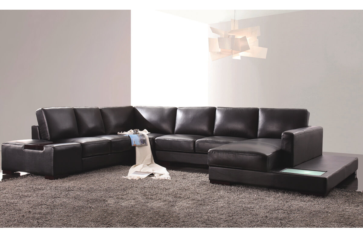 black leather l shaped couch with chaise