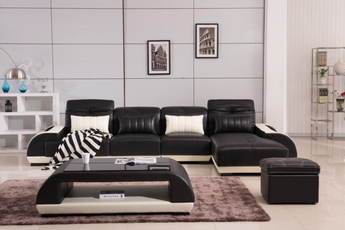 complete black leather corner sofa from china