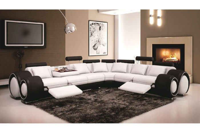 hot italian style genuine leather reclining sectional sofa