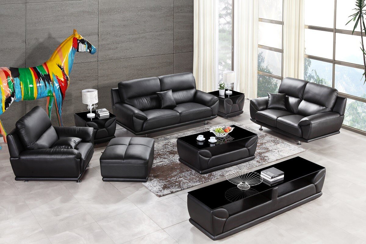 black leather couch and loveseat set