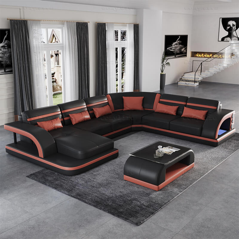 Corner Chaise Sofa With Bluetooth Speakers Lounge