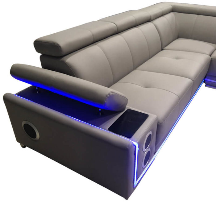 sofa with adjustable sofa arm & audi system