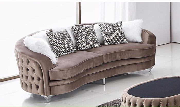 half-round tufted sofa