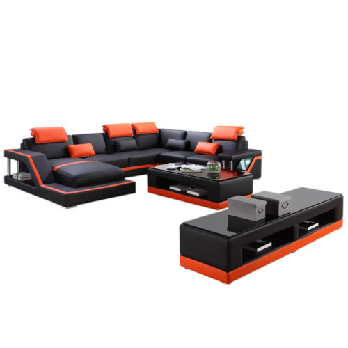 full sectional couch with tables