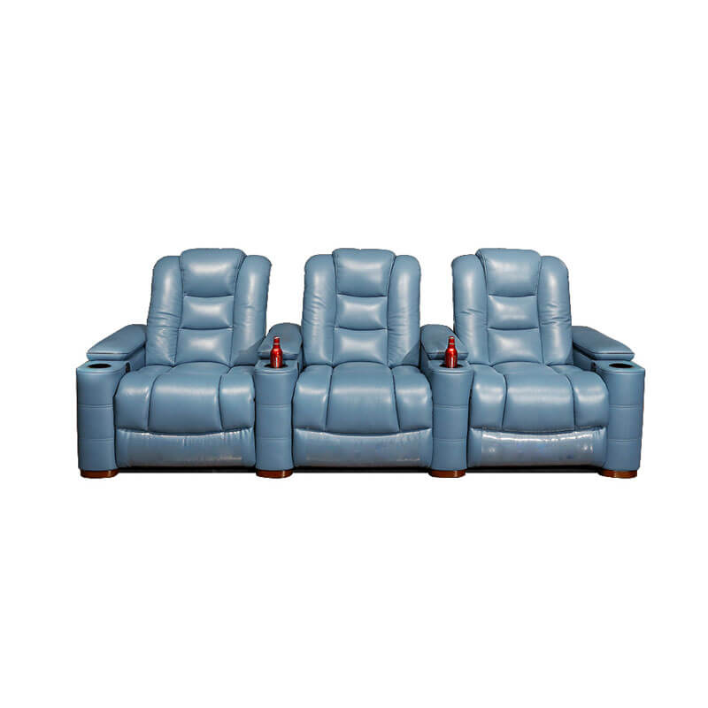 3 Seater Cinema Recliner Sofa With Cup, Leather Sectional Sofas With Recliners And Cup Holders