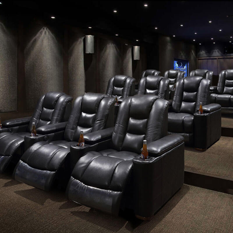 3 Seater Cinema Recliner Sofa With Cup, Leather Reclining Sofa With Cup Holders