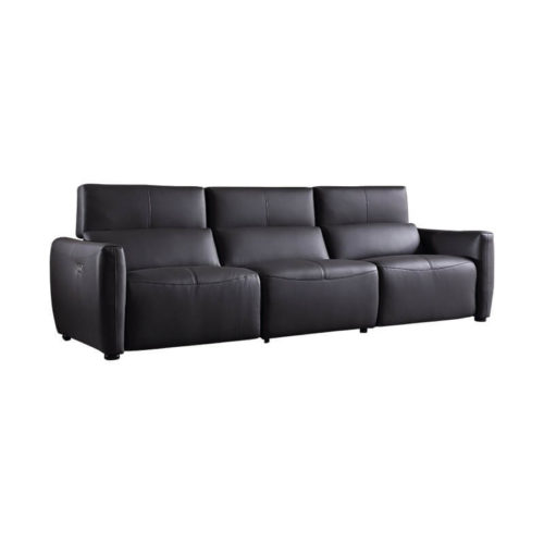 Black leather power reclining sofa