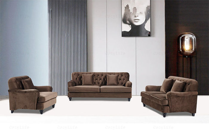 brown farmhouse style sofa set
