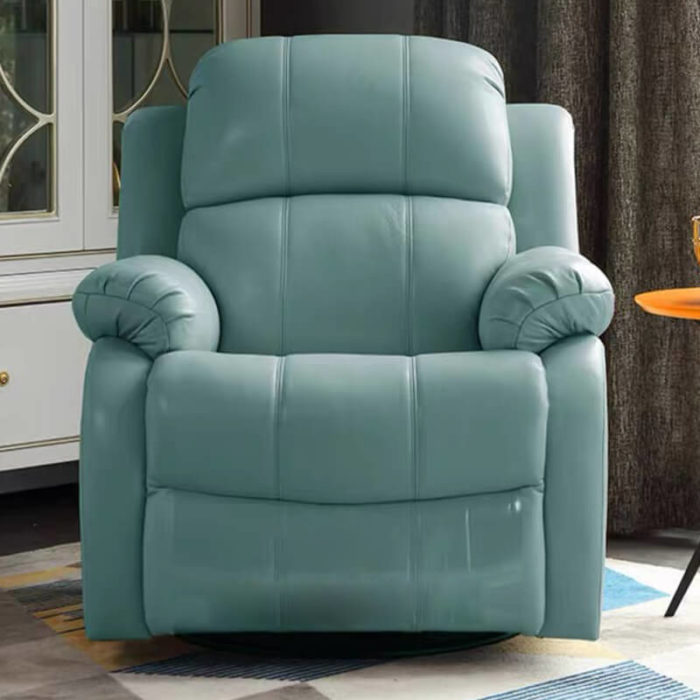 blue leather electric recliner chair