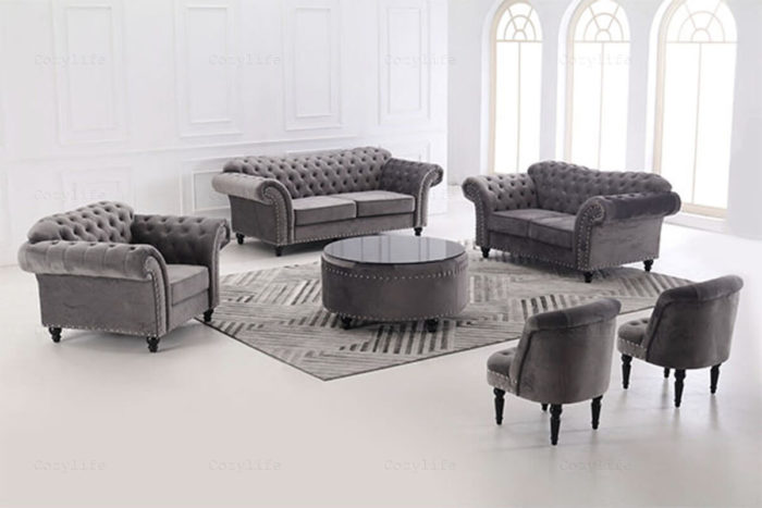 whole tufted sofa set with tables