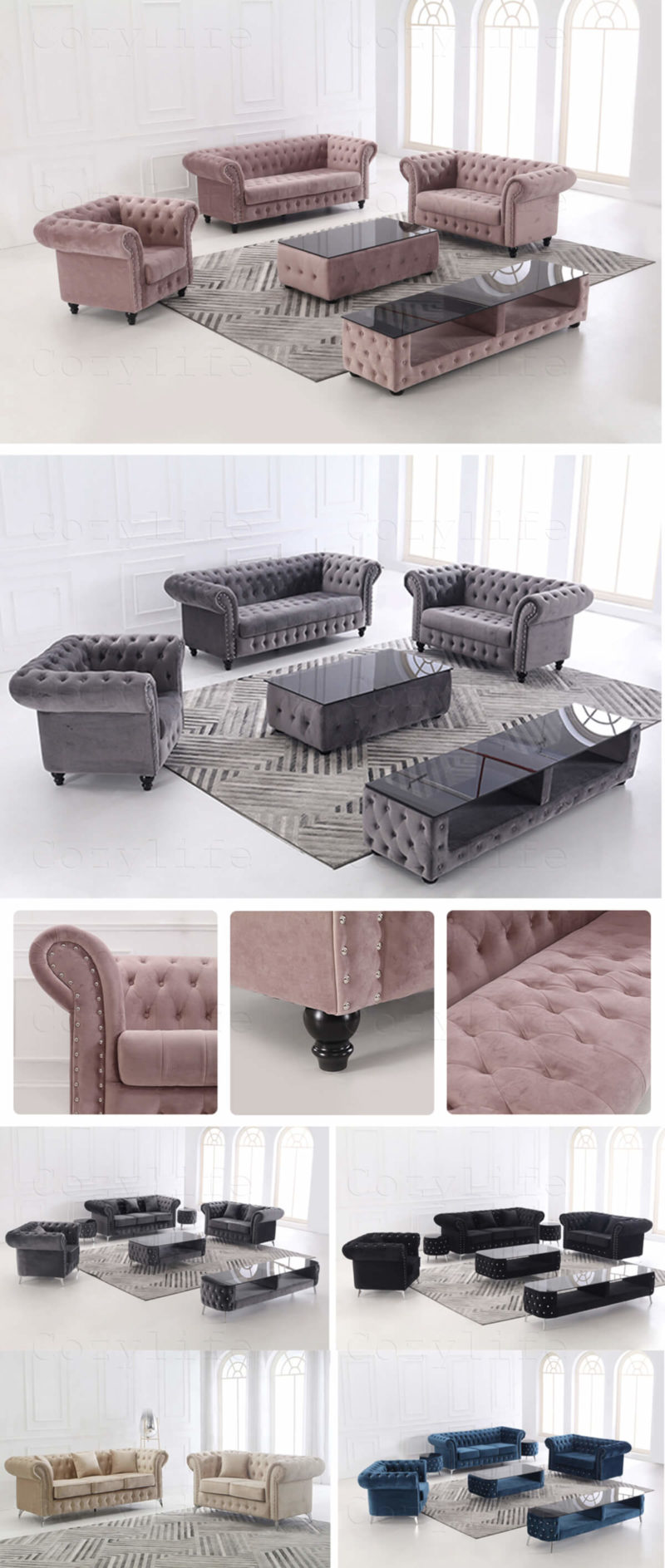modern chesterfield sofa in multi colors