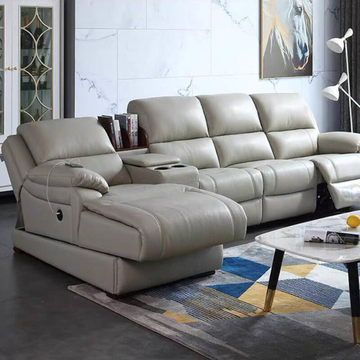 power reclining sectional with chaise and cup holder