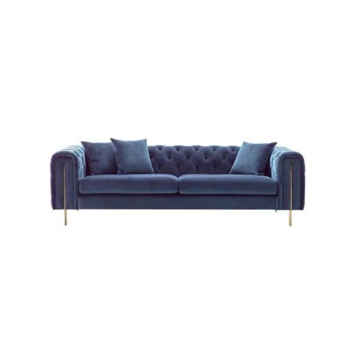 Navy blue velvet chesterfield sofa