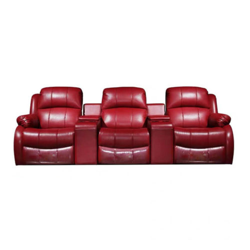home theater seating recliner sofa in red leather