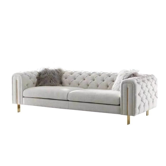 white fabric chesterfield