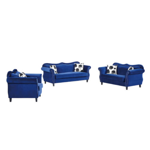 blue vintage fabric sofa