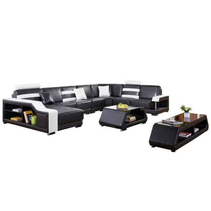 oversized u-shaped black sectional sofa
