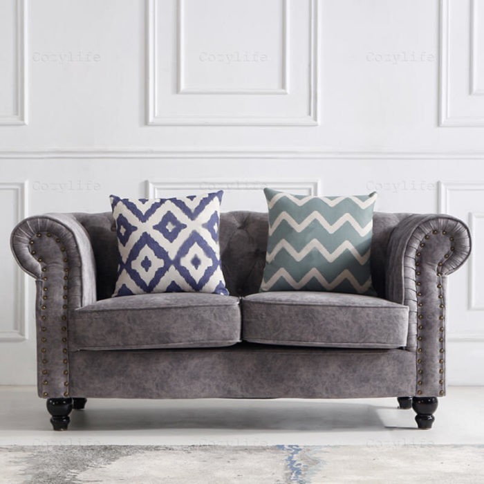 2 seater gray chesterfield loveseat