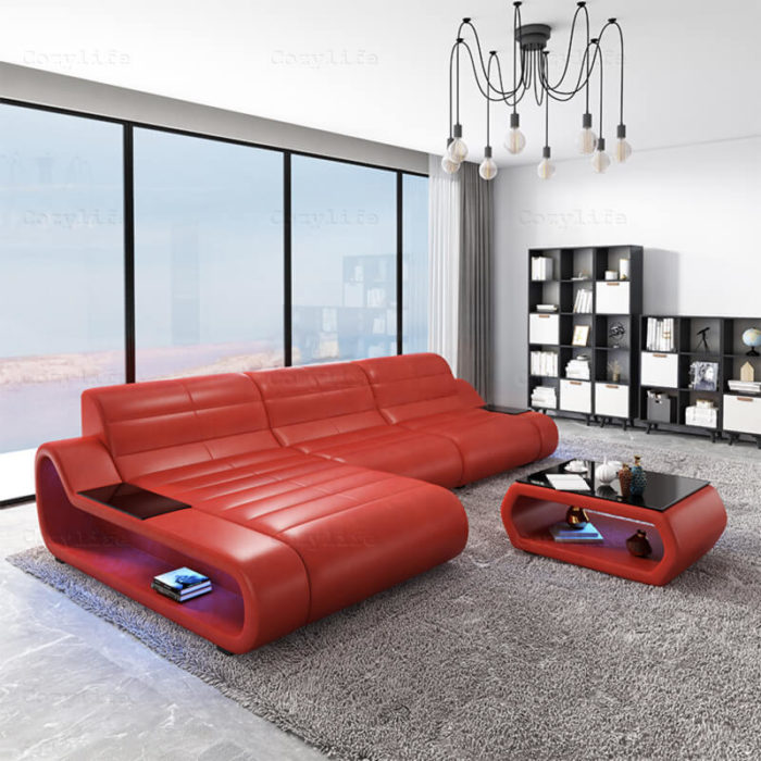 modern red sectional sofa from china