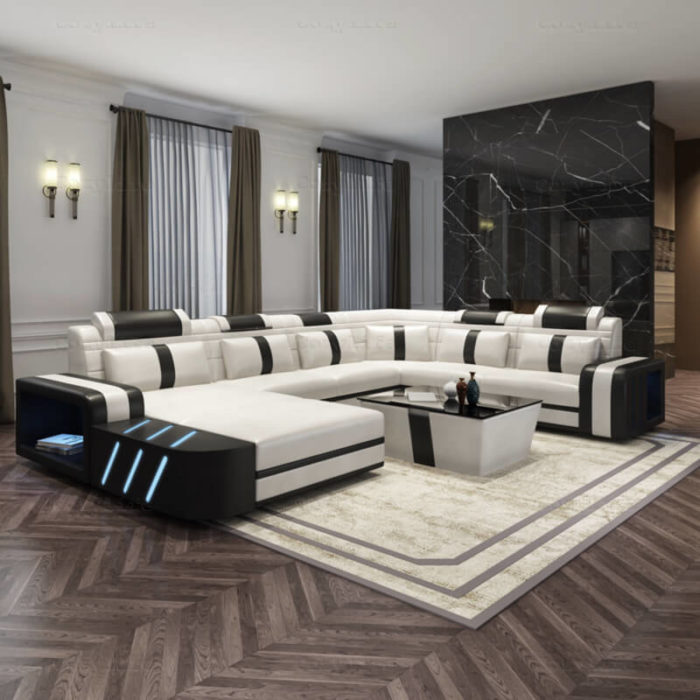 multifunctional large leather sectional U shape in luxury sofa design