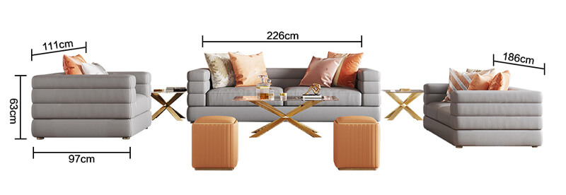 Nordic style grey linen sofa zie