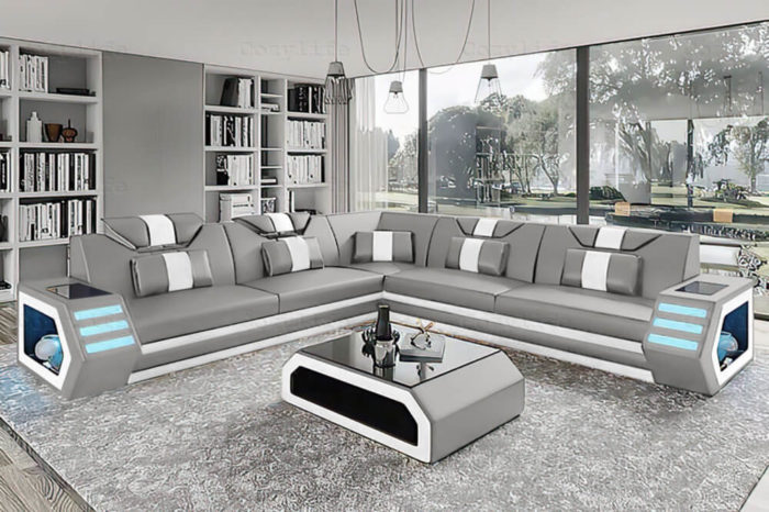 Smart large leather couch for living room