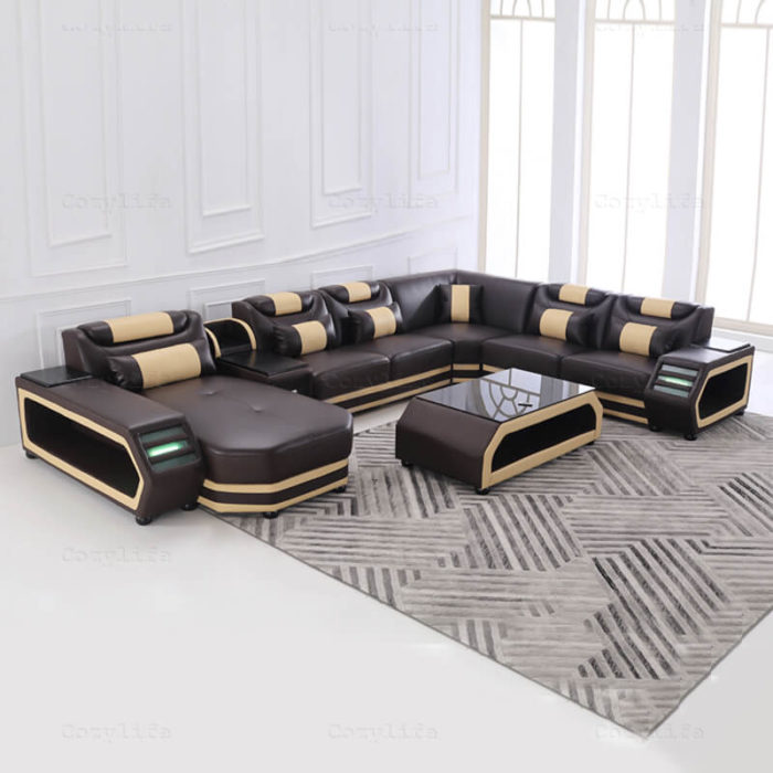 beige corner sofa with storage