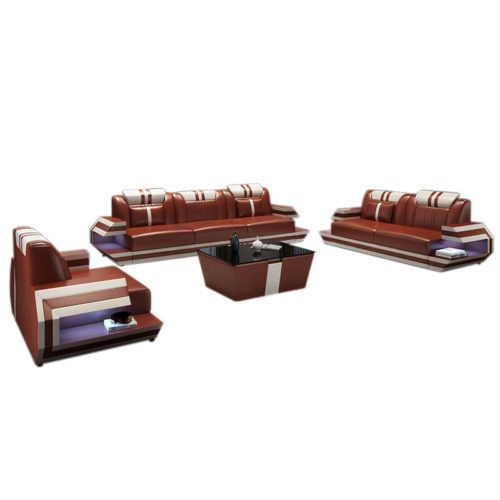 brown leather couch set for wholesale