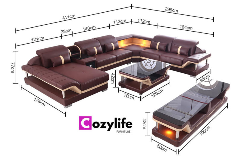 brown leather sectional sofa size