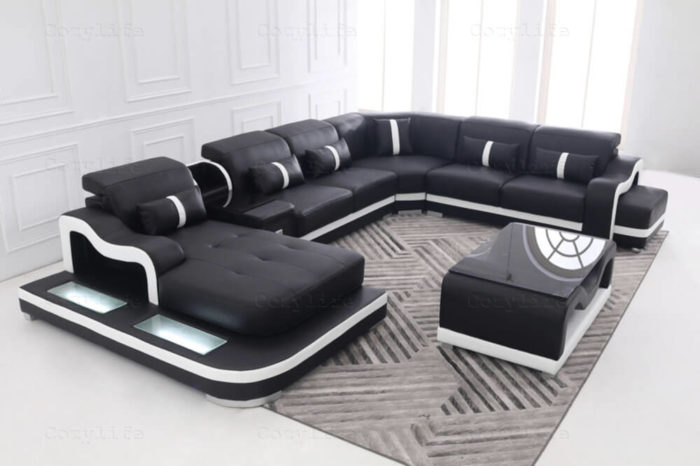 comfortable sectional couch with smart led lights