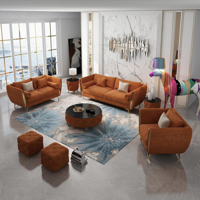 factory direct orange sofa set