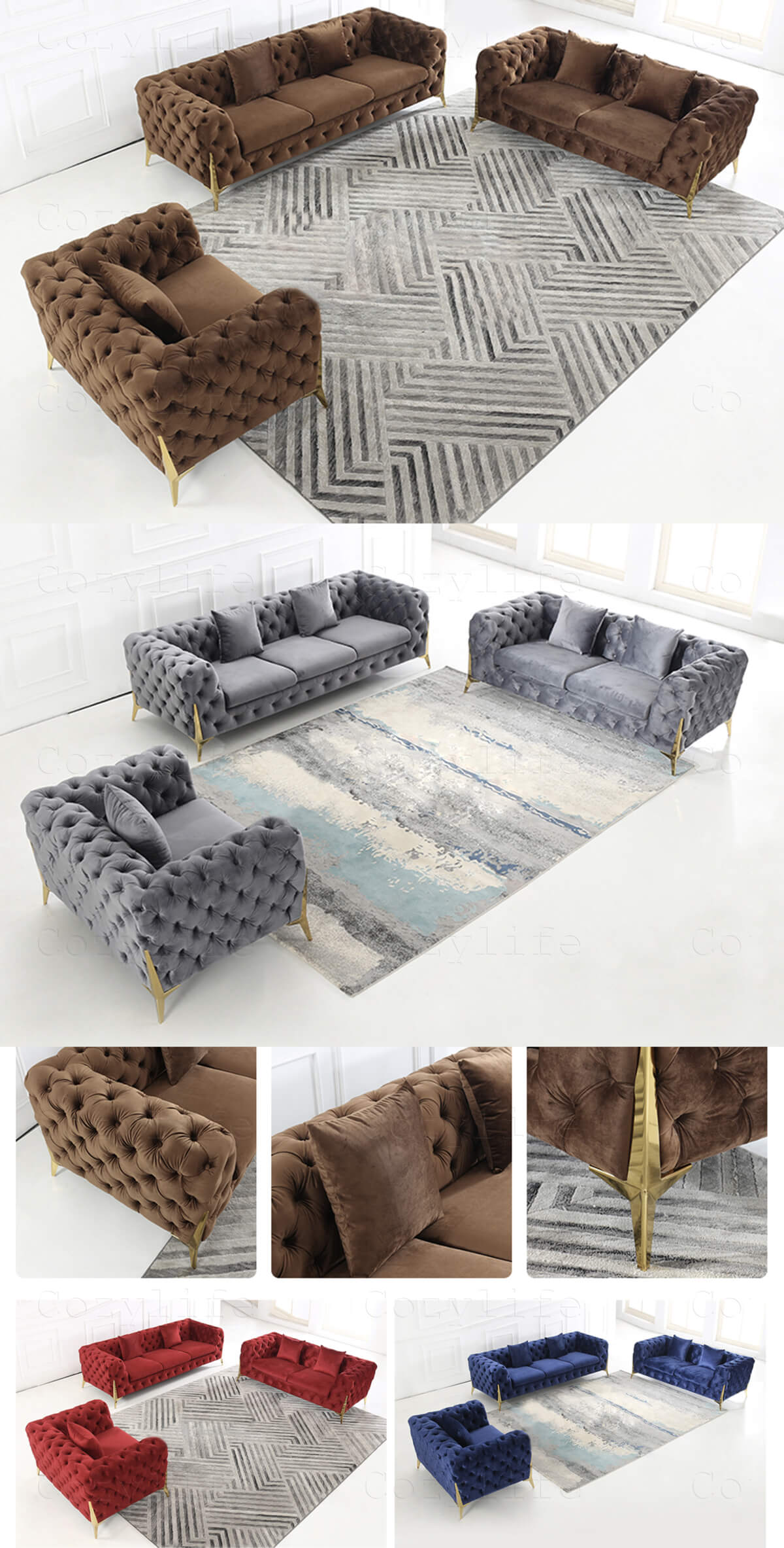 modern chesterfield sofa set design