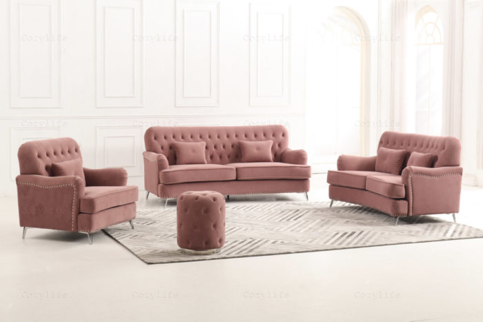 modern chesterfield sofa with ottoman