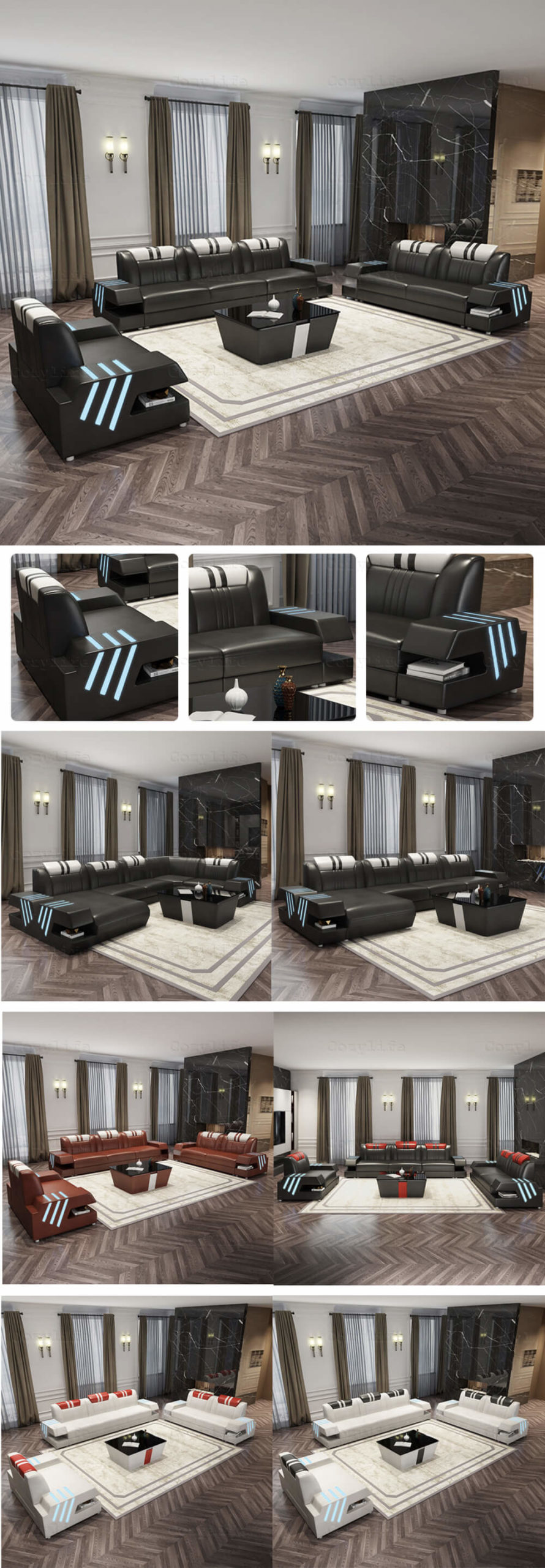 modern couch set designs for living room with details