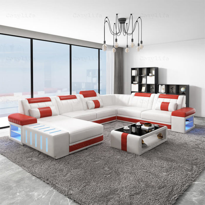 modern leather sectional from china