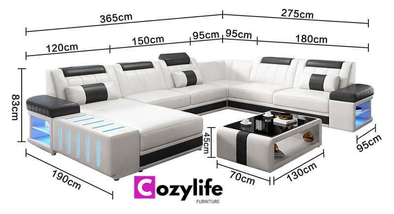 modern sectional sofa size