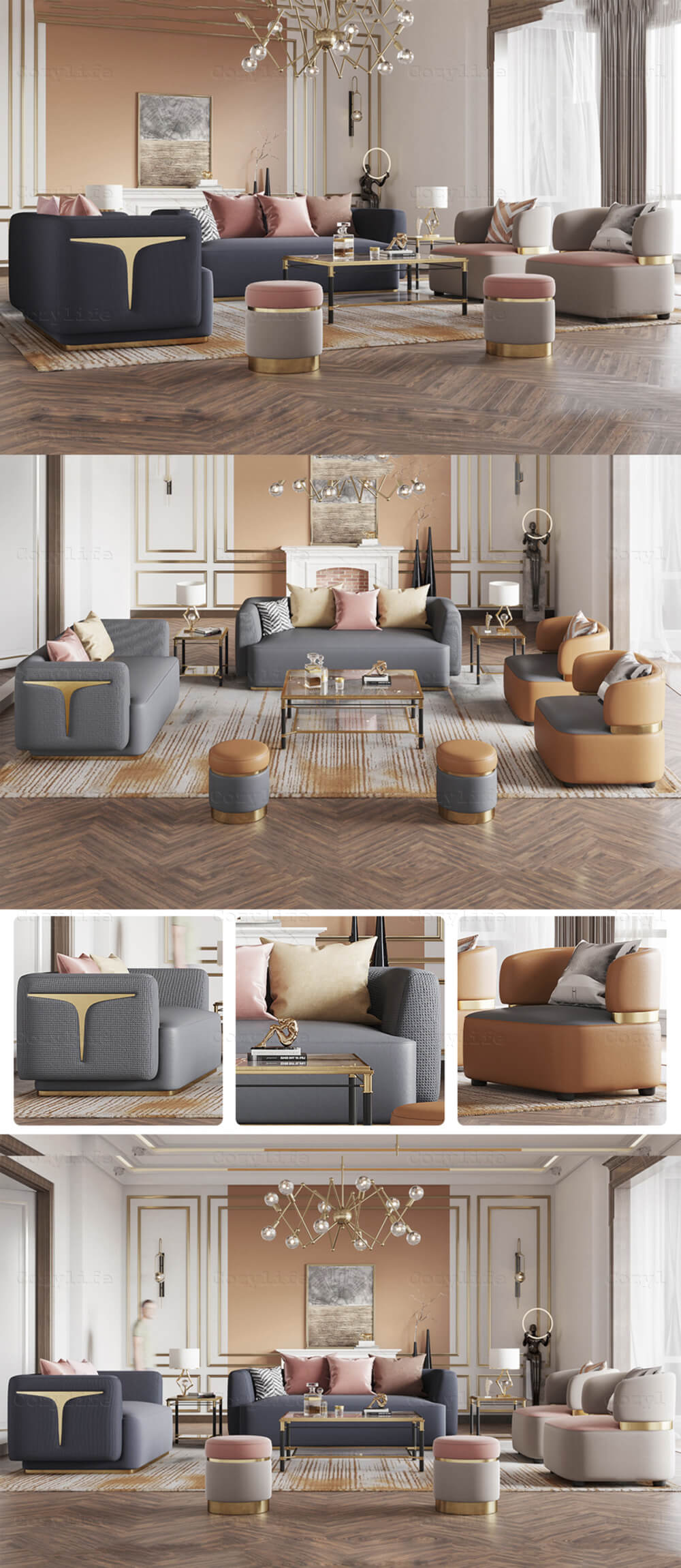 nobel design sofa set with ottoman for living room