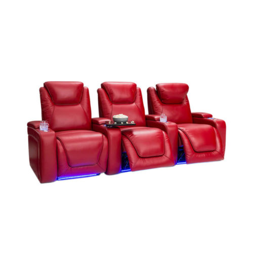 genuine leather home theater seating with swivel table