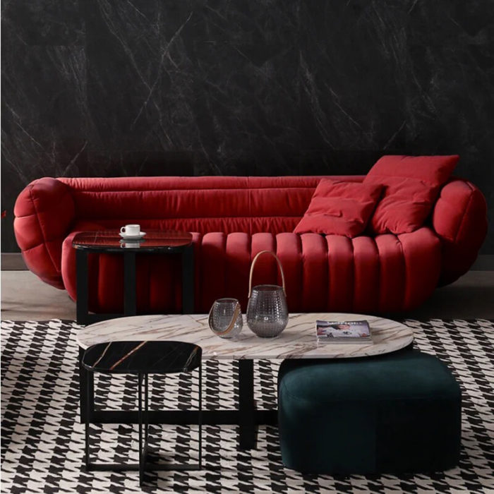 Unique red velvet sofa from china