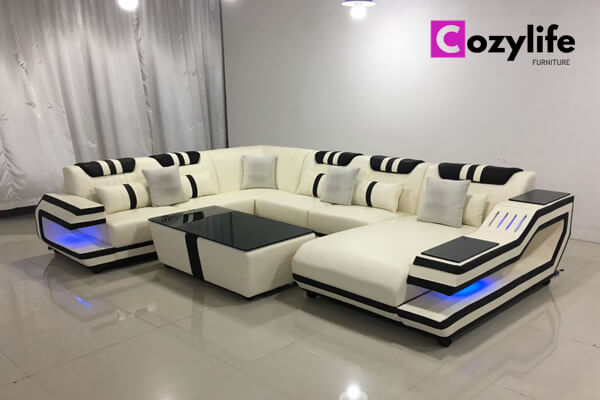 modern U couch with led lights from Cozylife
