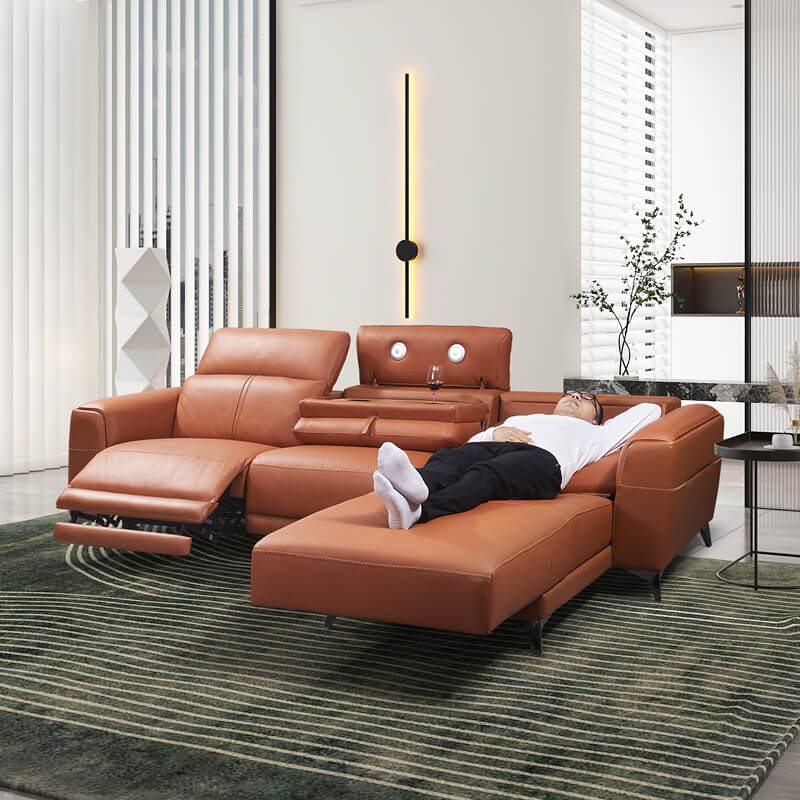 Italian design recliner sofa with electric chaise