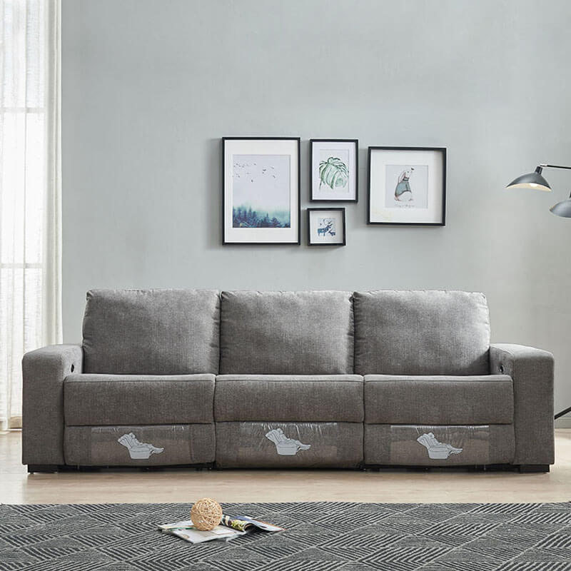 modern grey fabric recliner sofa