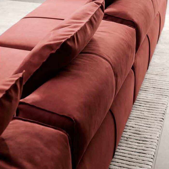 modern sofa with velvet fabric